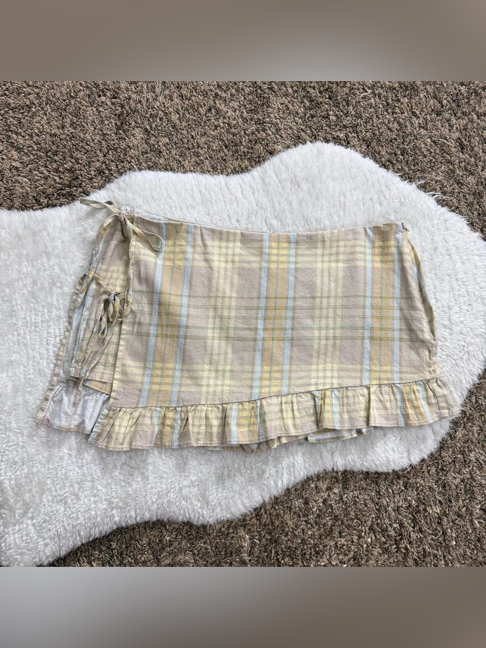 Girly grunge plaid ruffled mini skort
